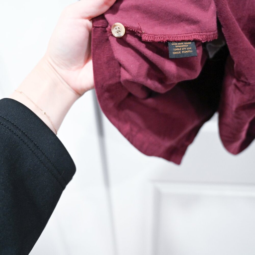 Eddie Bauer Size Large Vintage Corduroy Maroon Prairie Midi Dress - Picture 7 of 8